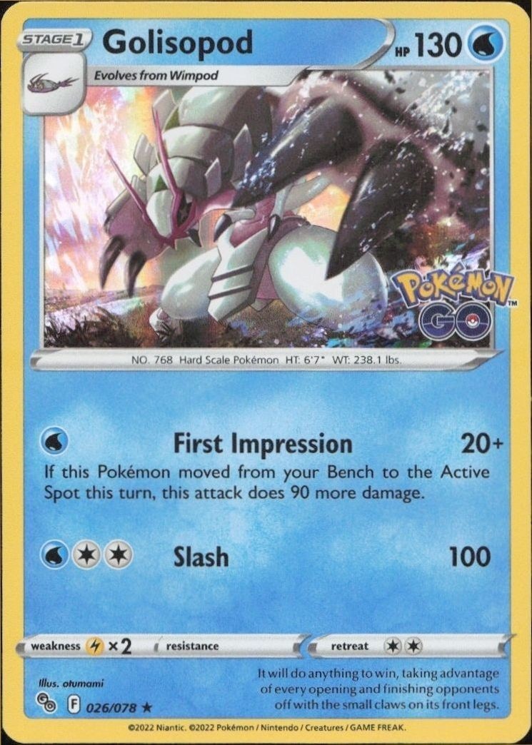 2022 Pokémon Go Golisopod #026/078 Pokémon card front