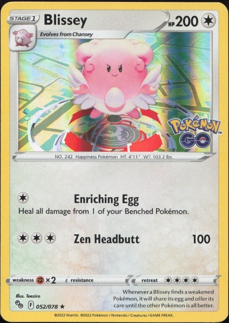 2022 Pokémon Pokémon GO Blissey #052/078 trading card