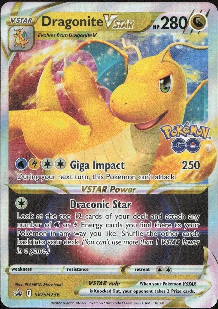 2022 Pokémon Go Dragonite Vstar #SWSH236 Pokémon card front