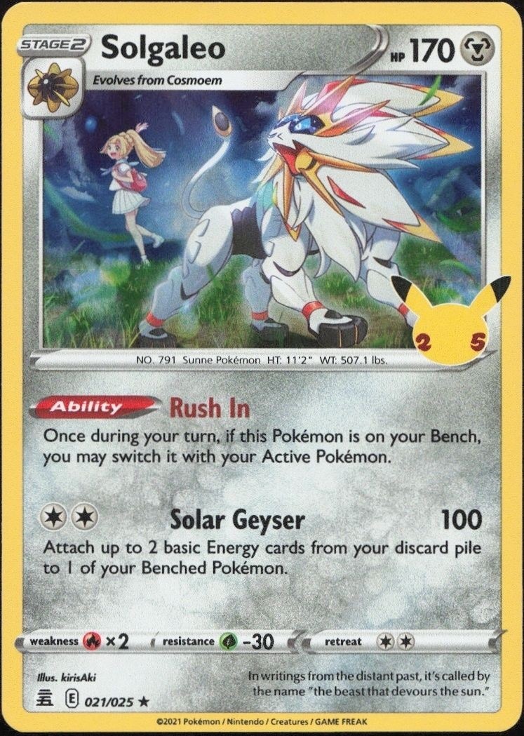 2021 Pokémon Celebrations Solgaleo #021/025 trading card