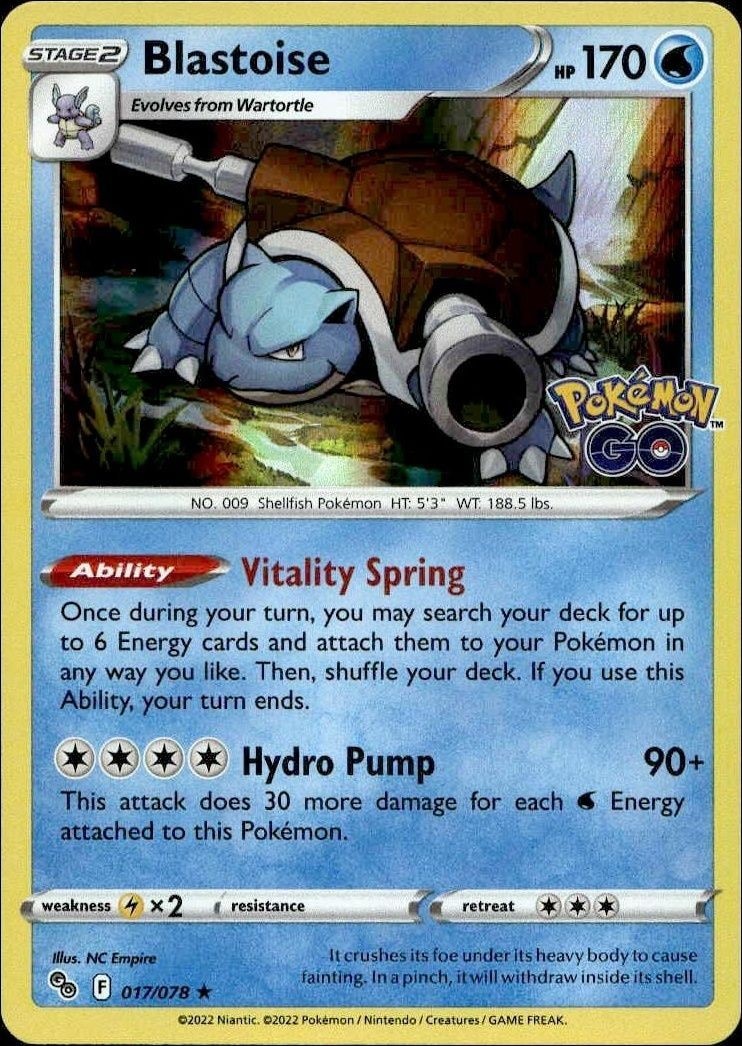 2022 Pokémon Pokémon GO Blastoise #017/078 trading card
