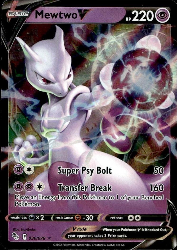 2022 Pokémon Pokémon GO Mewtwo V #030/078 trading card
