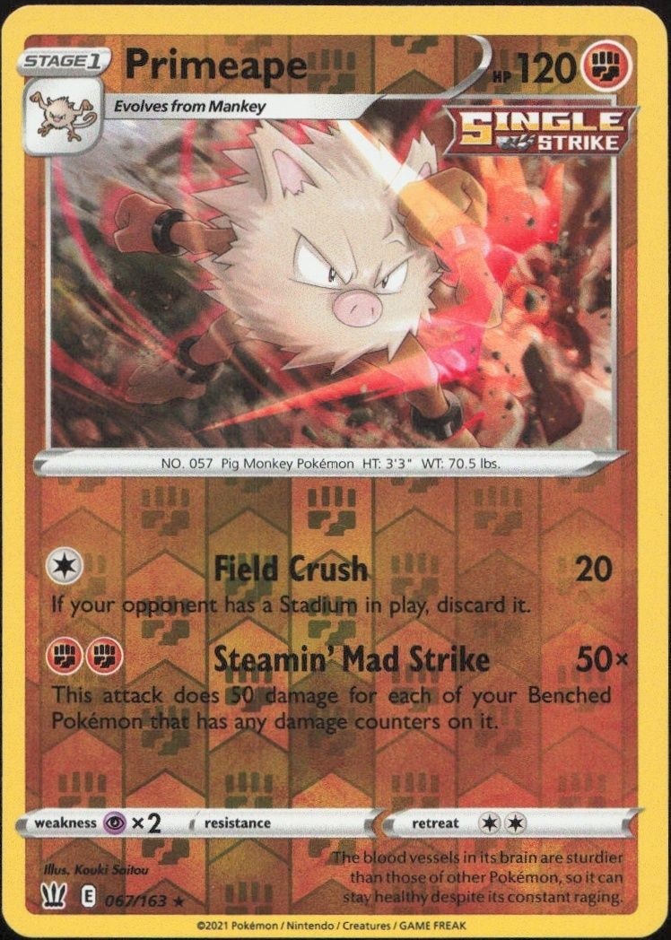 2021 Pokémon Battle Styles Primeape #057/163 Pokémon card front