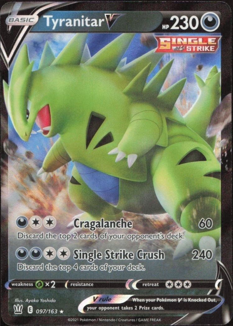 2021 Pokémon Battle Styles Tyranitar V #097/163 trading card