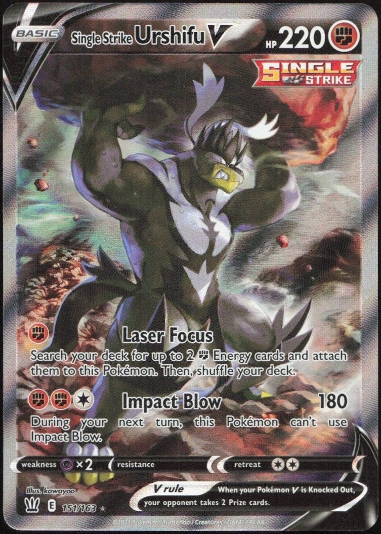 2021 Pokémon Battle Styles Single Strike Urshifu V #151/163 trading card