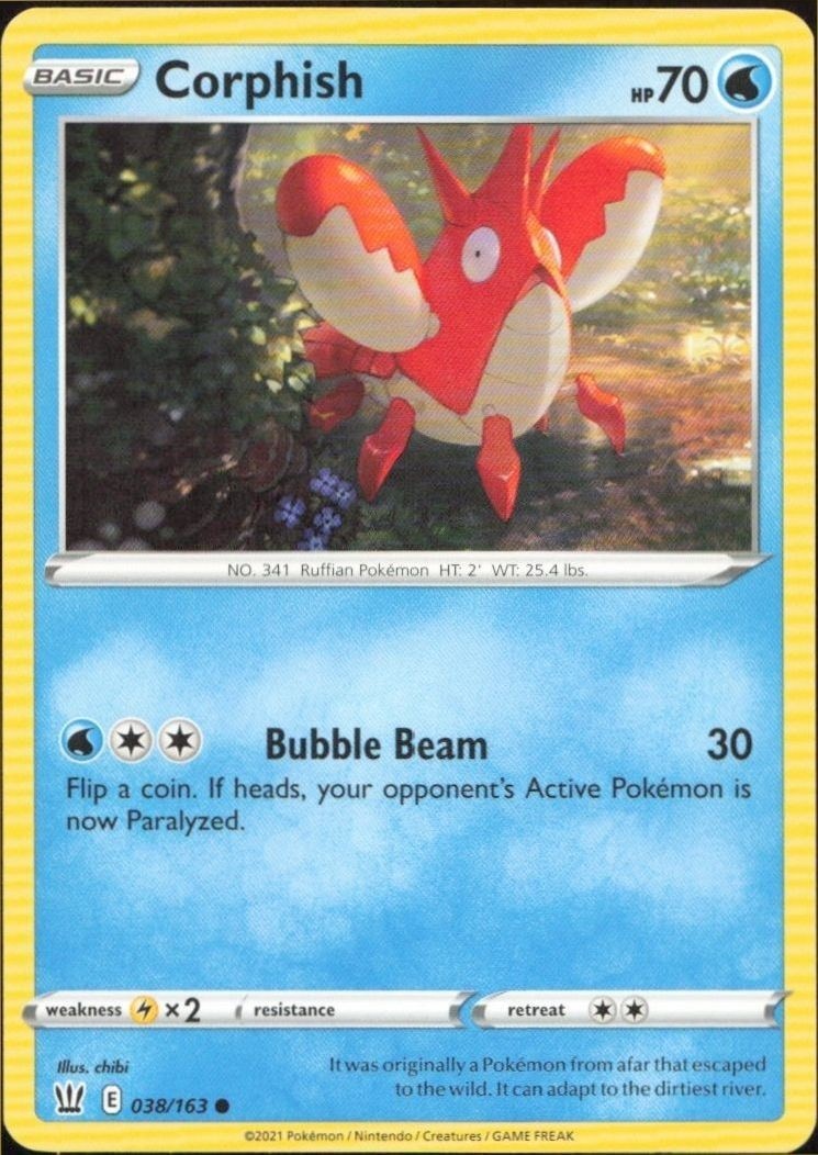 2021 Pokémon Battle Styles Corphish #038/163 Pokémon card front