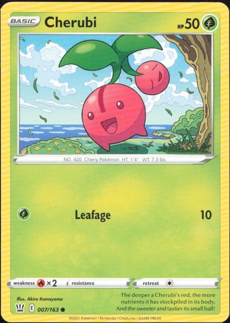 2021 Pokémon Battle Styles Cherubi #007/163 Pokémon card front