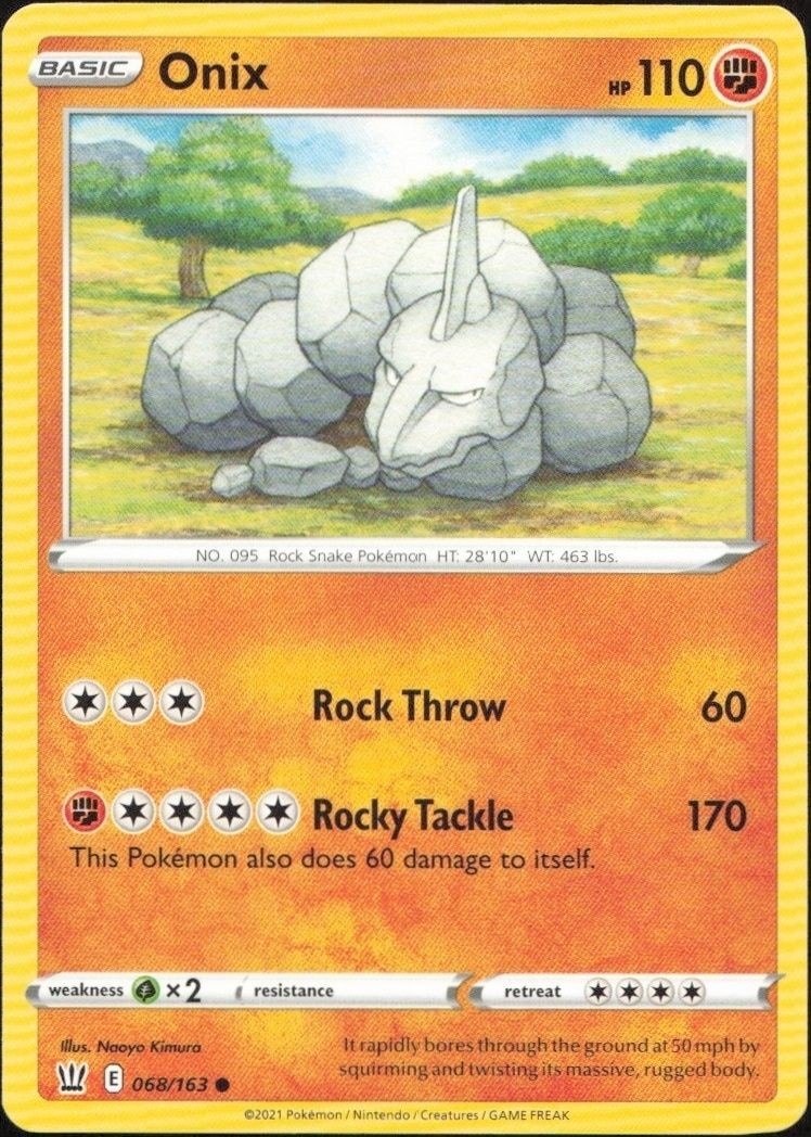 2021 Pokémon Battle Styles Onix #068/163 trading card