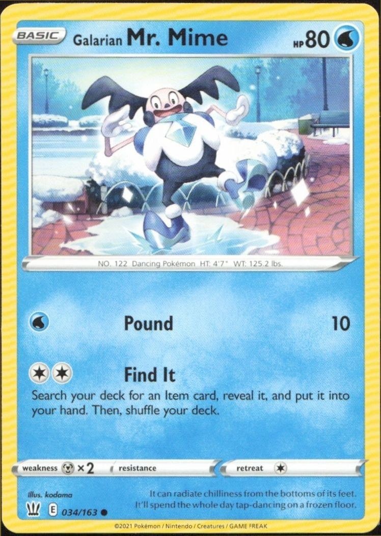 2021 Pokémon Battle Styles Galarian Mr. Mime #034/163 Pokémon card front