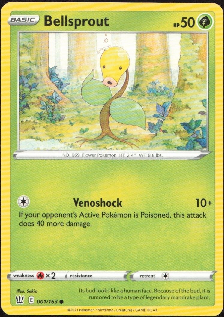 2021 Pokémon Battle Styles Bellsprout #001/163 trading card