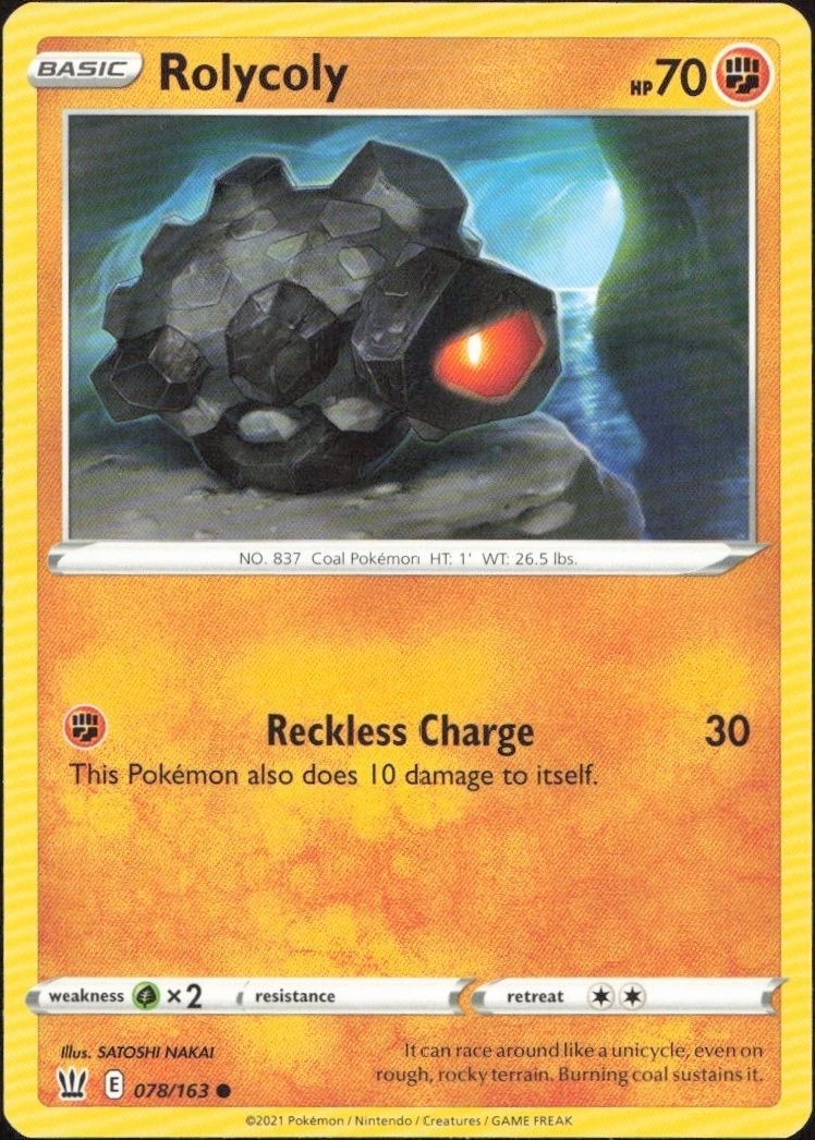 2021 Pokémon Battle Styles Rolycoly #078/163 Pokémon card front