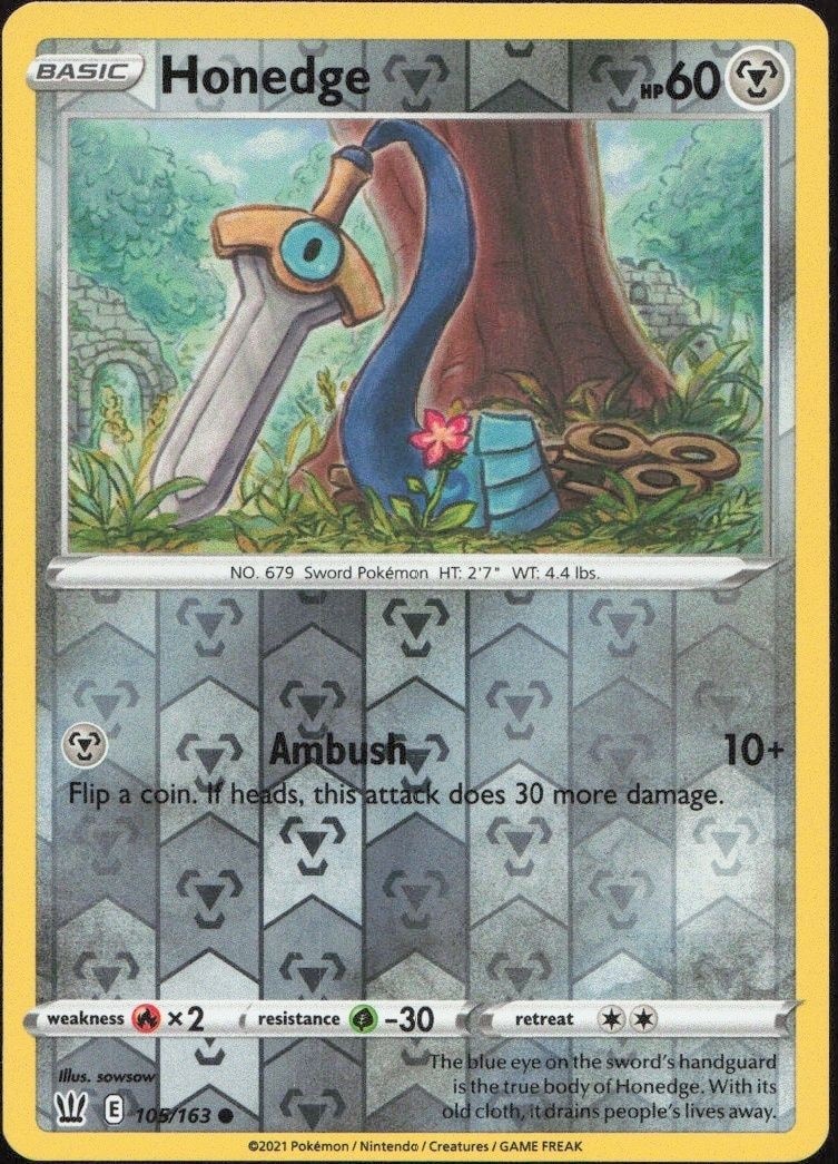2021 Pokémon Battle Styles Honedge #105/163 Pokémon card front