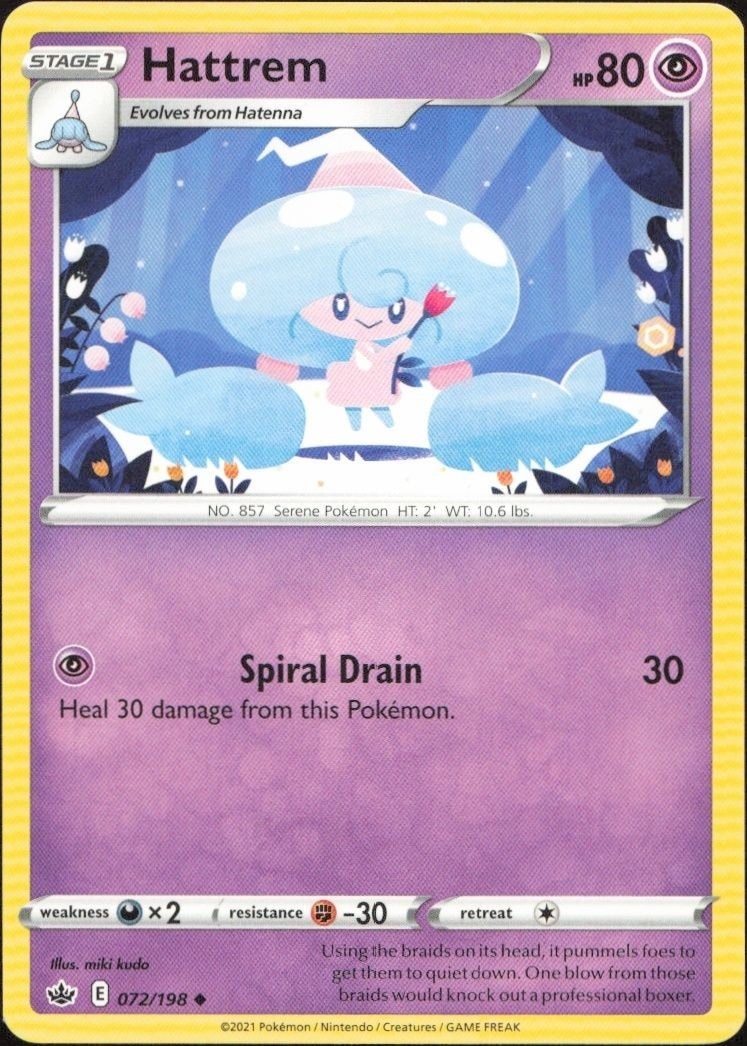 2021 Pokémon Chilling Reign Hattrem #072/198 Pokémon card front