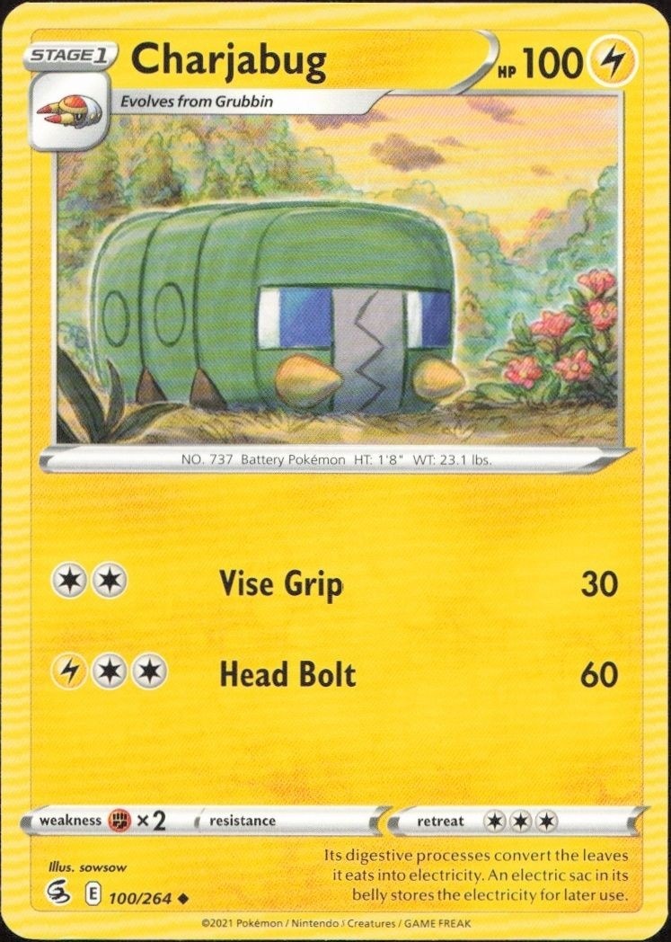 2021 Pokémon Fusion Strike Charjabug #100/264 Pokémon card front