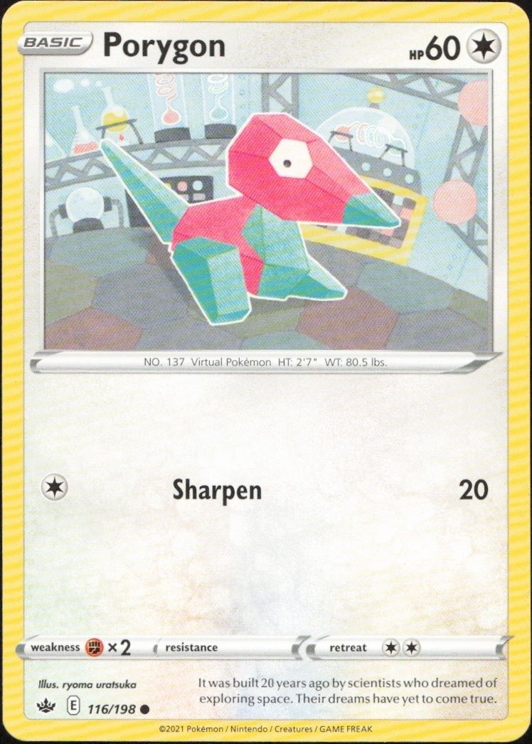 2021 Pokémon Chilling Reign Porygon #116/198 Pokémon card front