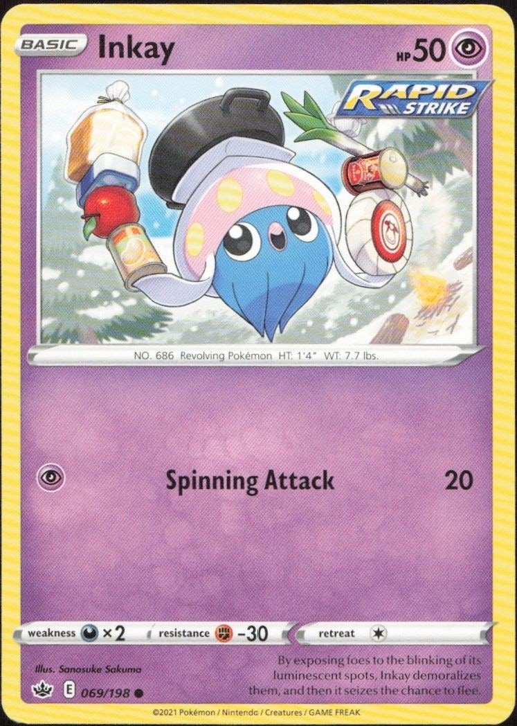 2021 Pokémon Chilling Reign Inkay #069/198 Pokémon card front