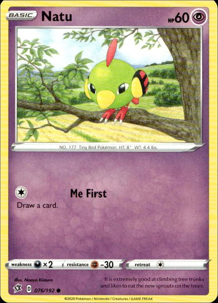 2020 Pokémon Rebel Clash Natu #076/192 Pokémon card front
