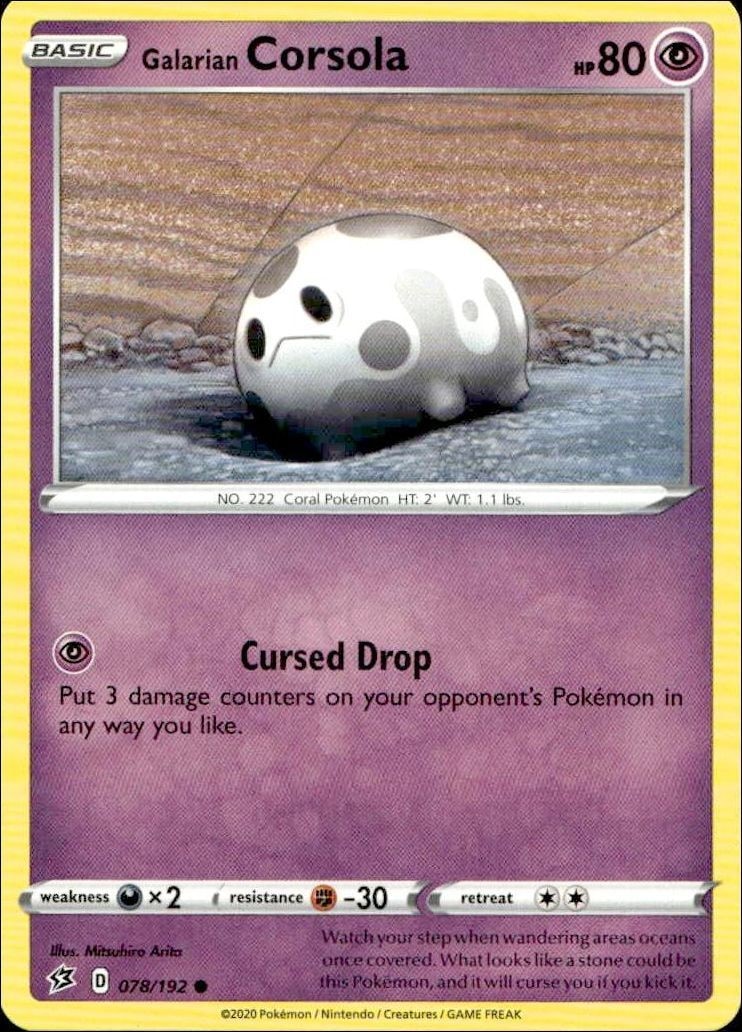 2020 Pokémon Rebel Clash Galarian Corsola #078/192 Pokémon card front