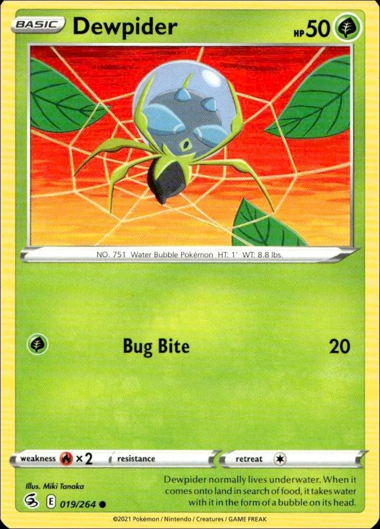 2021 Pokémon Fusion Strike Dewpider #019/264 Pokémon card front
