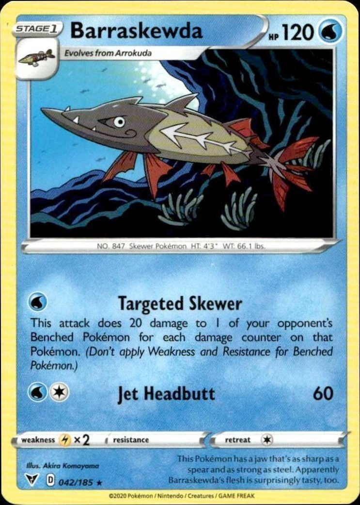 2020 Pokémon Vivid Voltage Barraskewda #042/185 Pokémon card front