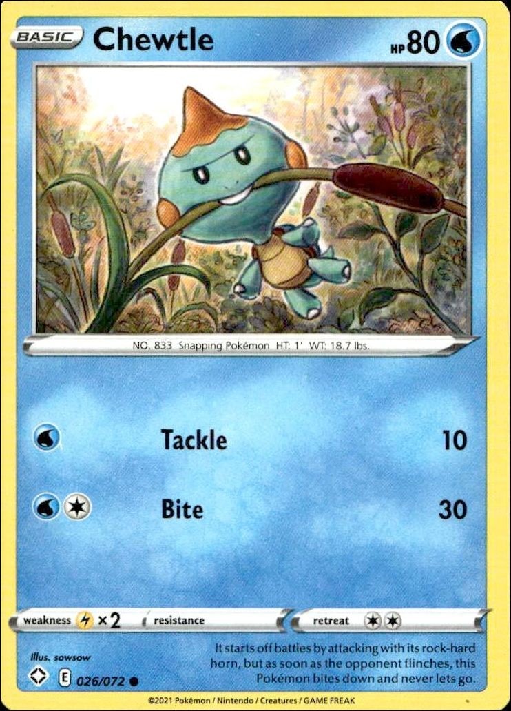 2021 Pokémon Shining Fates Chewtle #026/072 trading card