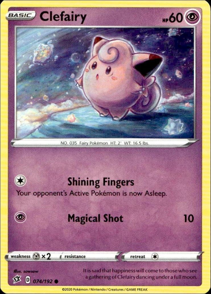 2020 Pokémon Rebel Clash Clefairy #074/192 trading card