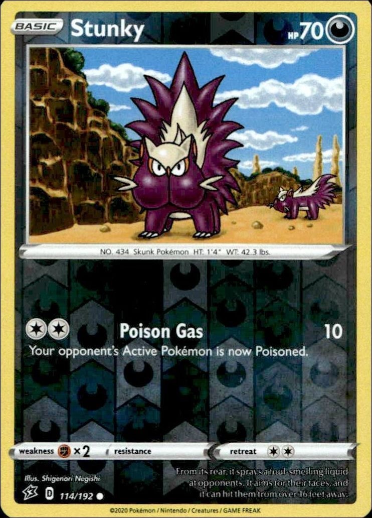 2020 Pokémon Rebel Clash Stunky #114/192 Pokémon card front
