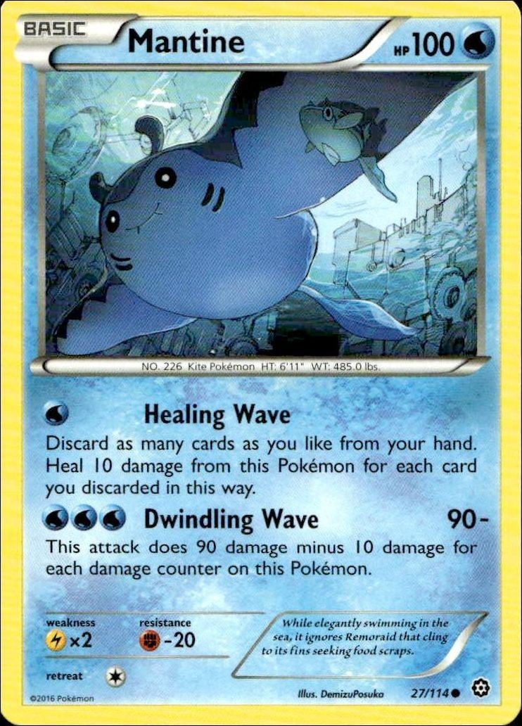 2016 Pokémon Steam Siege Mantine #027/114 trading card