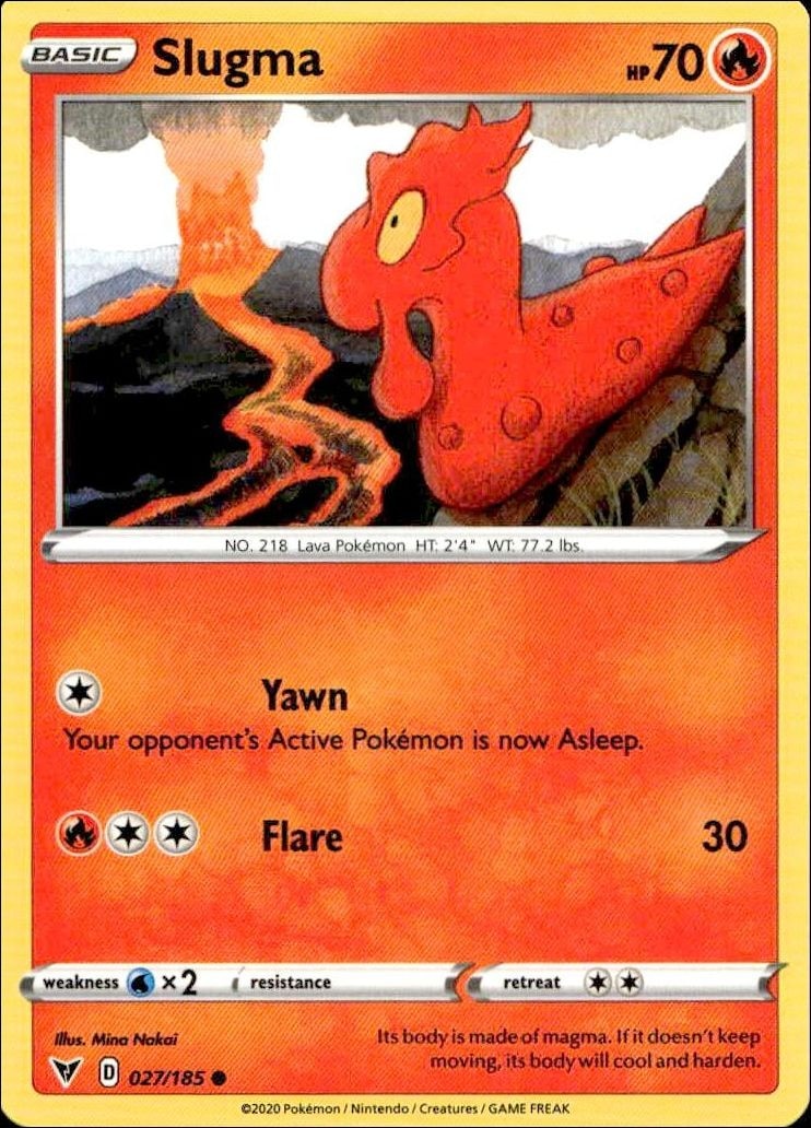 2020 Pokémon Vivid Voltage Slugma #027/185 Pokémon card front