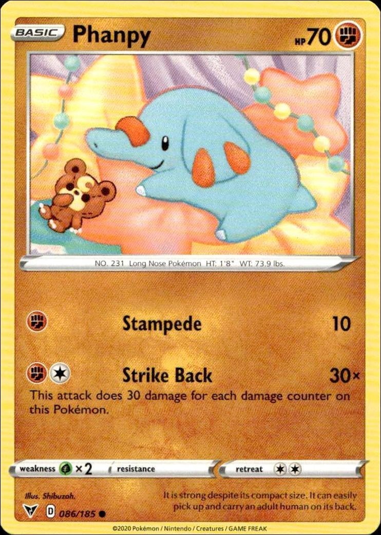 2020 Pokémon Vivid Voltage Phanpy #086/185 Pokémon card front