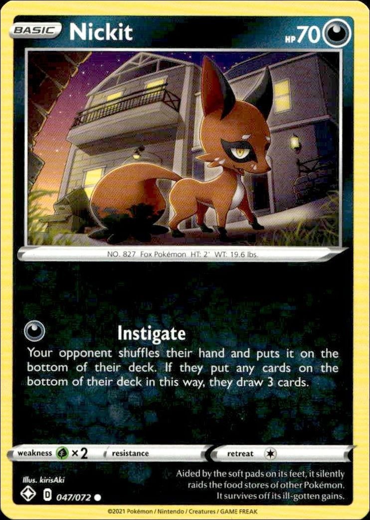2021 Pokémon Shining Fates Nickit #047/072 trading card