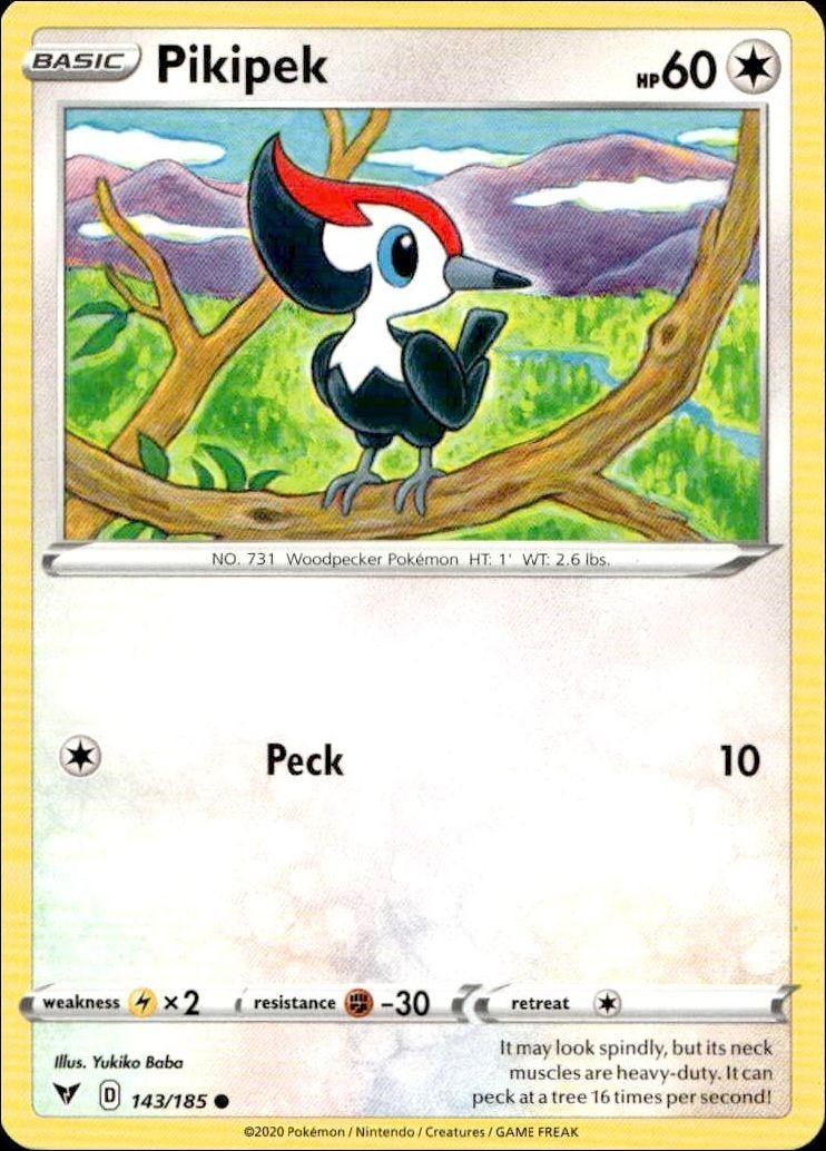 2020 Pokémon Vivid Voltage Pikipek #143/185 Pokémon card front