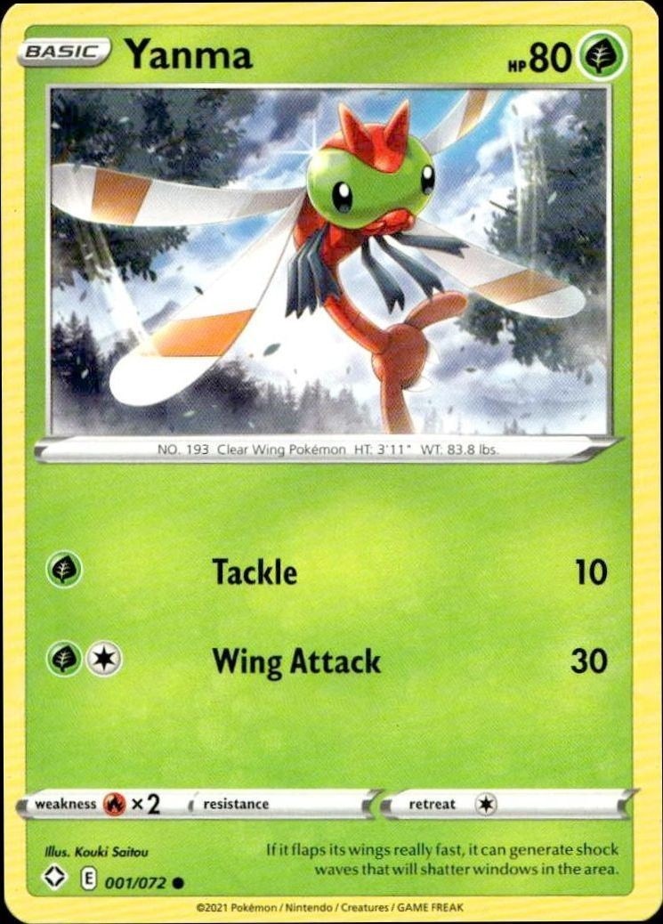 2021 Pokémon Shining Fates Yanma #001/072 trading card