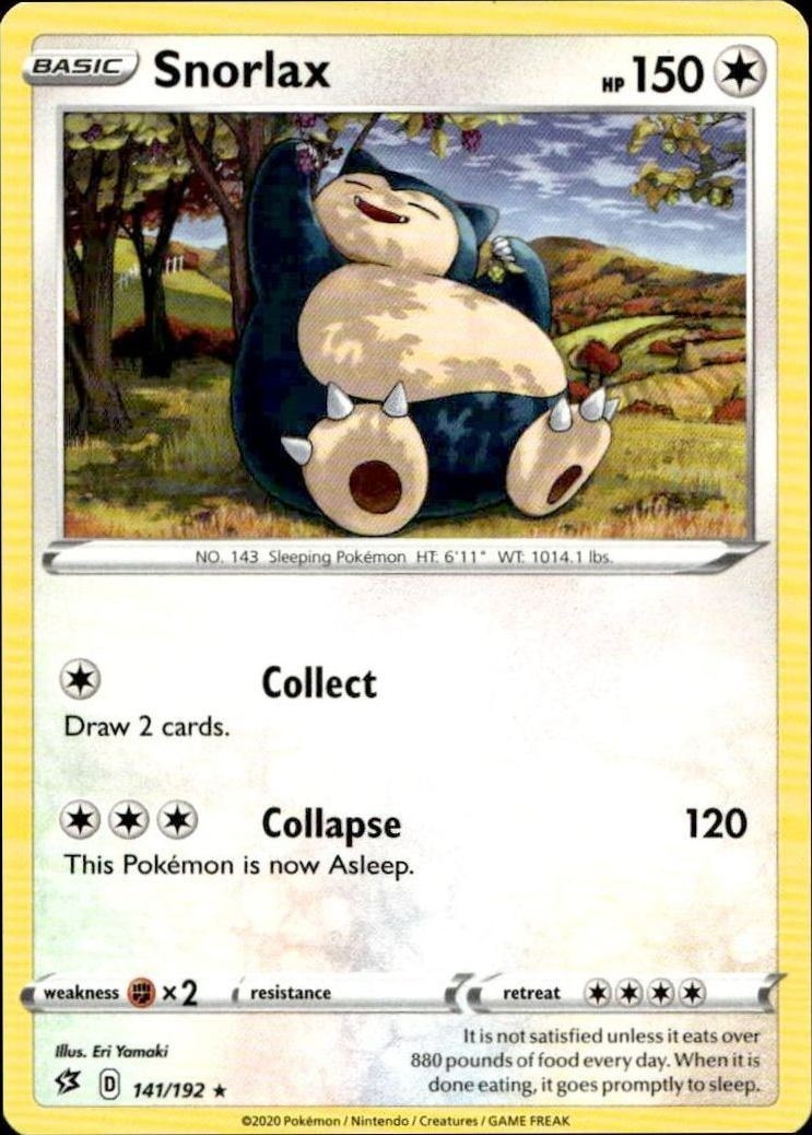 2020 Pokémon Rebel Clash Snorlax #141/192 trading card
