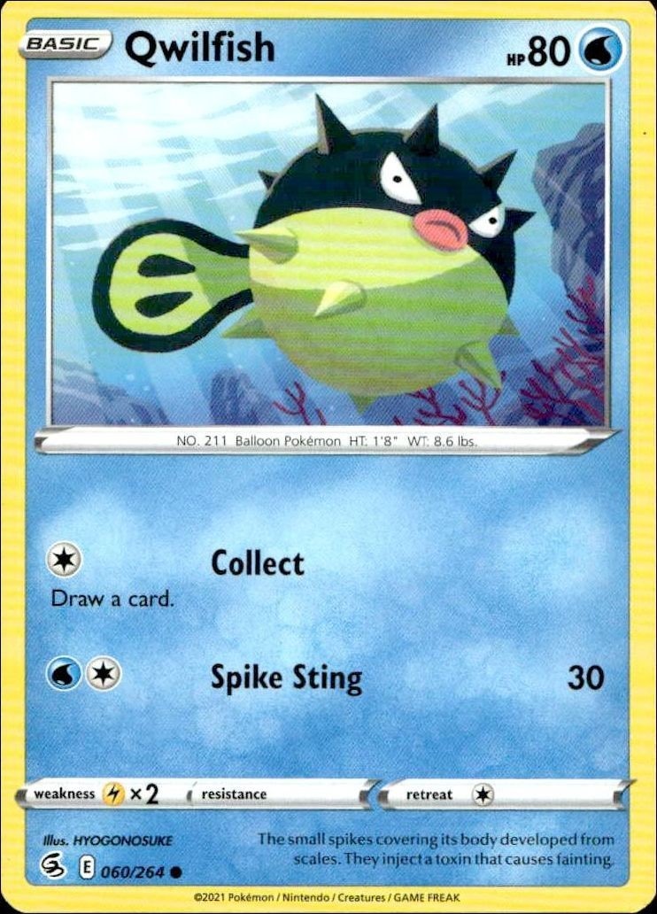 2021 Pokémon Fusion Strike Qwilfish #060/264 trading card