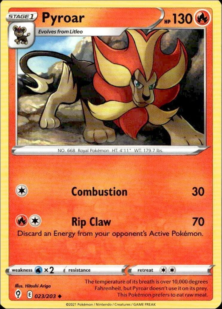 2021 Pokémon Evolving Skies Pyroar #023/203 trading card