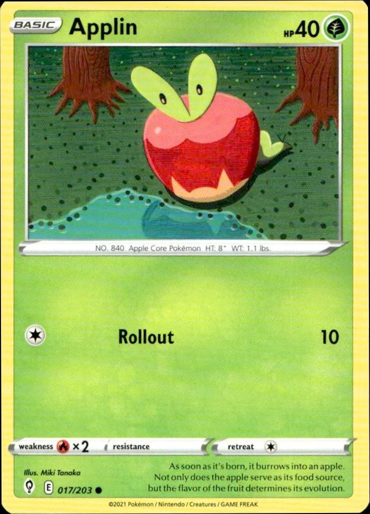 2021 Pokémon Evolving Skies Applin #017/203 trading card