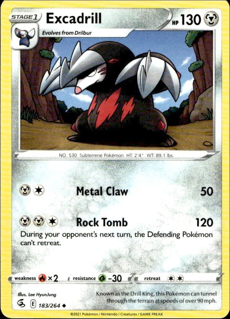 2021 Pokémon Fusion Strike Excadrill #183/264 trading card