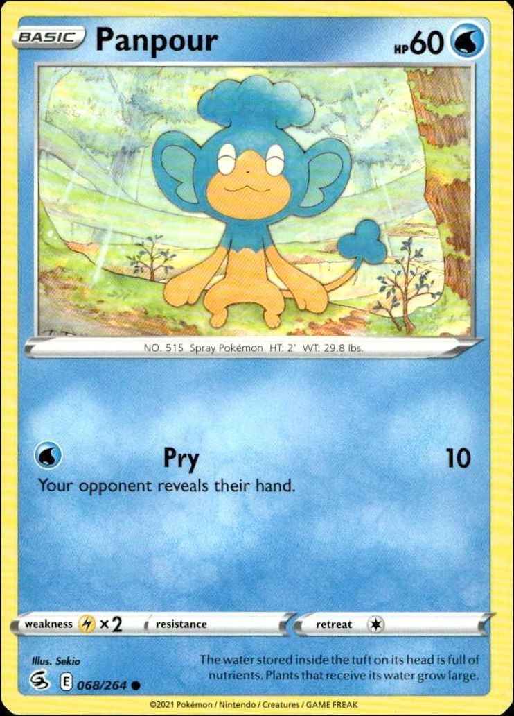 2021 Pokémon Fusion Strike Panpour #068/264 trading card