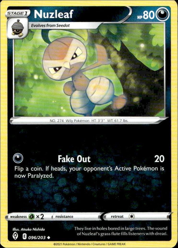 2021 Pokémon Evolving Skies Nuzleaf #096/203 trading card