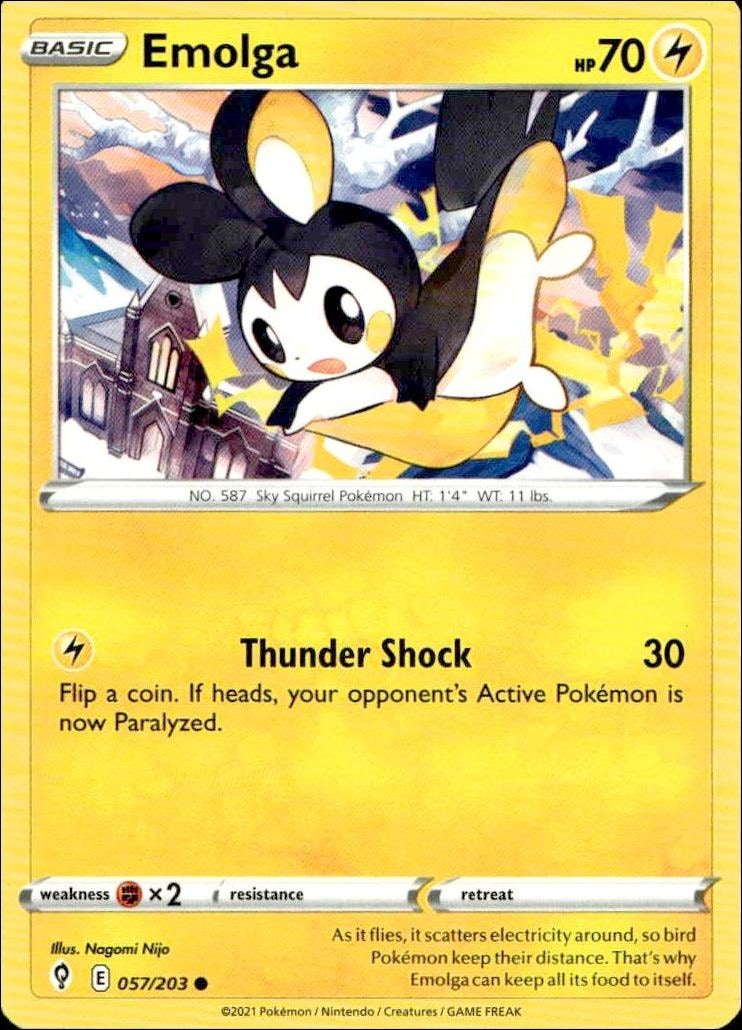2021 Pokémon Evolving Skies Emolga #057/203 Pokémon card front