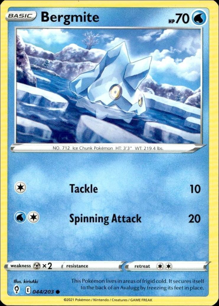 2021 Pokémon Evolving Skies Bergmite #044/203 trading card