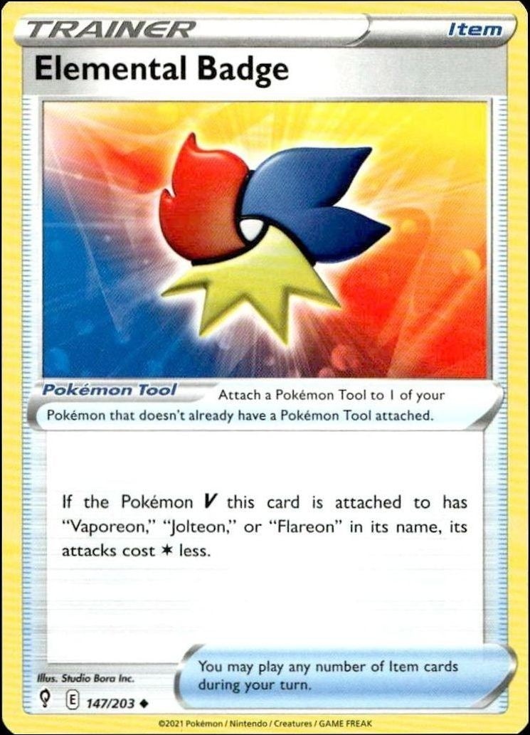 2021 Pokémon Evolving Skies Elemental Badge #147/203 Pokémon card front