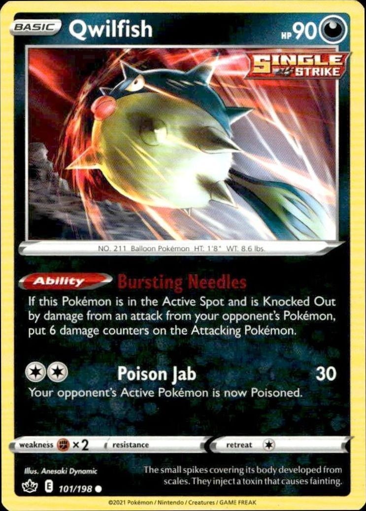 2020 Pokémon Chilling Reign Qwilfish #101/198 Pokémon card front