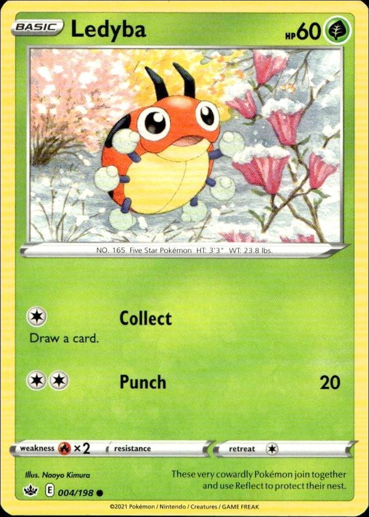 2021 Pokémon Chilling Reign Ledyba #004/198 Pokémon card front