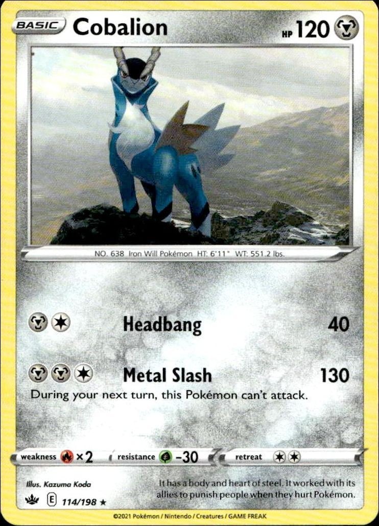 2021 Pokémon Chilling Reign Cobalion #114/198 Pokémon card front