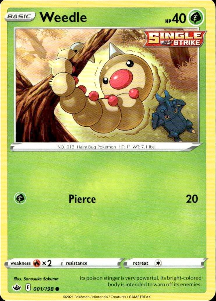 2021 Pokémon Chilling Reign Weedle #001/198 trading card