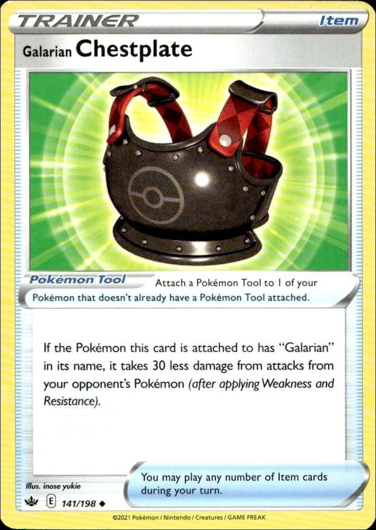 2021 Pokémon Chilling Reign Galarian Chestplate #141/198 Pokémon card front