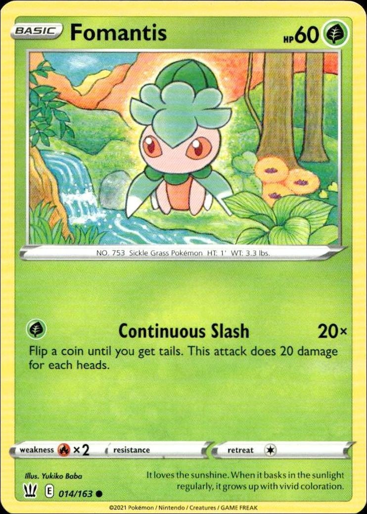 2021 Pokémon Battle Styles Fomantis #014/163 trading card