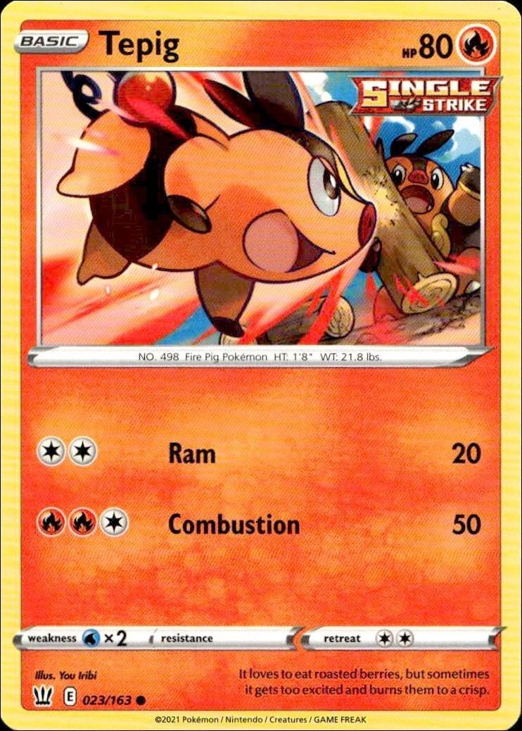 2021 Pokémon Battle Styles Tepig #023/163 trading card